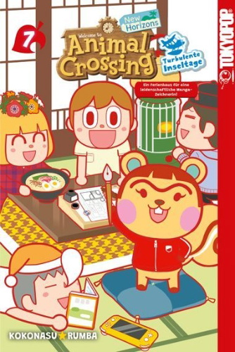Buchcover und Innenansicht für das Buch: Animal Crossing: New Horizons - Turbulente Inseltage 07