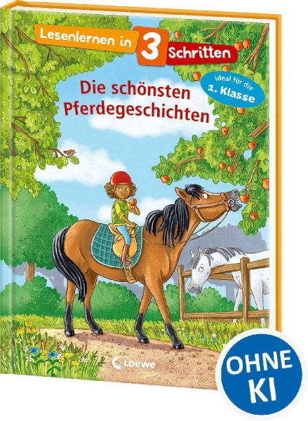 Buchcover und Innenansicht für das Buch: Lesenlernen in 3 Schritten - Die schönsten Pferdegeschichten