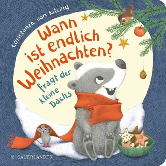 Buchcover und Innenansicht für das Buch: "Wann ist endlich Weihnachten?", fragt der kleine Dachs (Weihnachtsbuch)