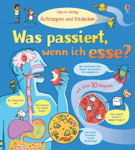 Buchcover und Innenansicht für das Buch: Aufklappen und Entdecken: Was passiert, wenn ich esse?