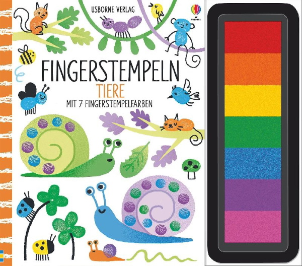 Buchcover und Innenansicht für das Buch: Fingerstempeln: Tiere