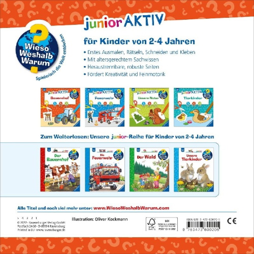 Buchcover und Innenansicht für das Buch: Wieso? Weshalb? Warum? junior AKTIV: Bauernhof