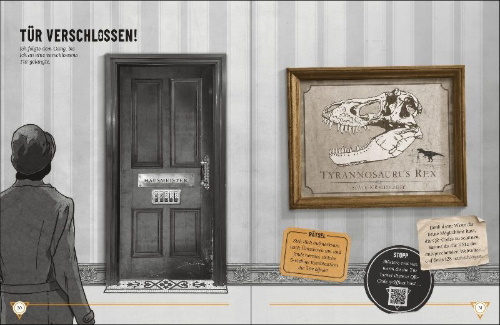 Buchcover und Innenansicht für das Buch: The Museum Heist: A Mystery Agency Puzzle Book