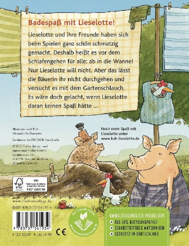 Buchcover und Innenansicht für das Buch: Lieselotte will nicht baden