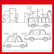 Buchcover und Innenansicht für das Buch: Mes dessins magiques - Les véhicules