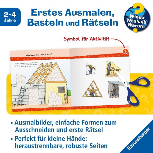 Buchcover und Innenansicht für das Buch: Wieso? Weshalb? Warum? junior AKTIV - Baustelle