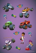 Buchcover und Innenansicht für das Buch: Blaze und die Monstermaschinen: Superstarker Sticker- und Malspaß
