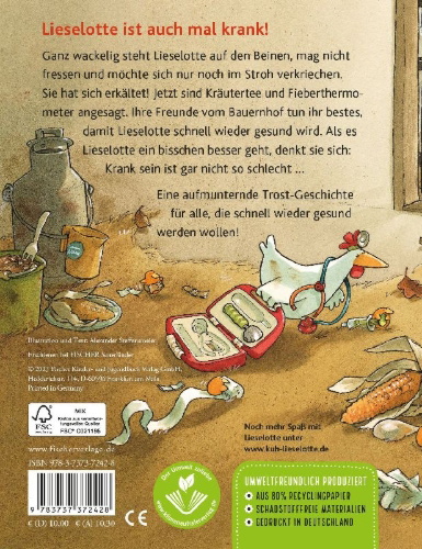 Buchcover und Innenansicht für das Buch: Lieselotte ist krank
