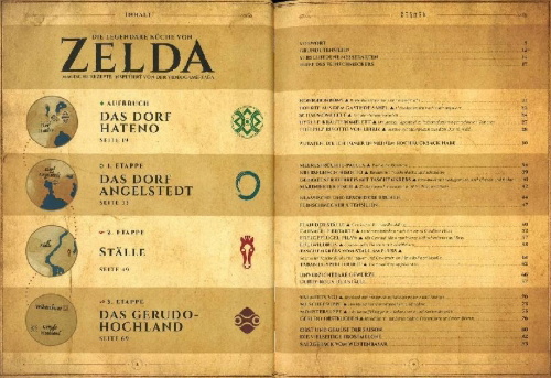 Buchcover und Innenansicht für das Buch: Die legendäre Küche von Zelda - Magische Rezepte inspiriert von der Videogame-Saga