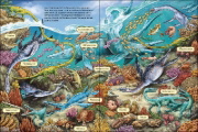 Buchcover und Innenansicht für das Buch: Das große Wimmelbuch der Dinosaurier