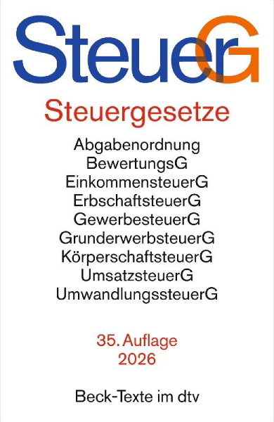 Buchcover und Innenansicht für das Buch: Steuergesetze. SteuerG