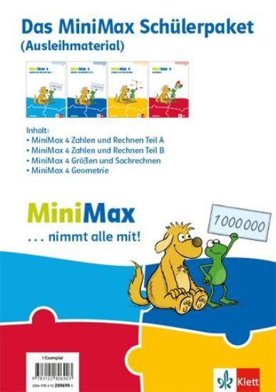 Buchcover und Innenansicht für das Buch: MiniMax 4.Paket für Lernende (4 Themenhefte: Zahlen und Rechnen A, Zahlen und Rechnen B, Größen und Sachrechnen, Geometrie) - Ausleihmaterial Klasse 4