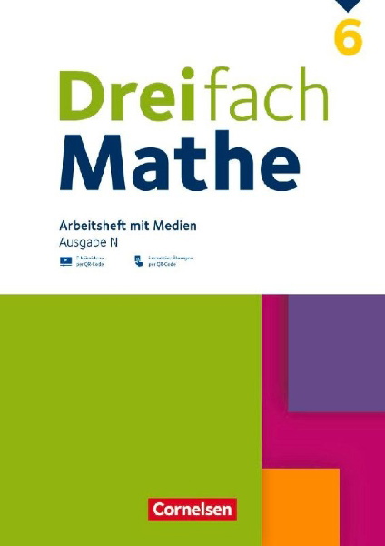 Buchcover und Innenansicht für das Buch: Dreifach Mathe 6. Schuljahr - Ausgabe N - Arbeitsheft mit Medien und Lösungen