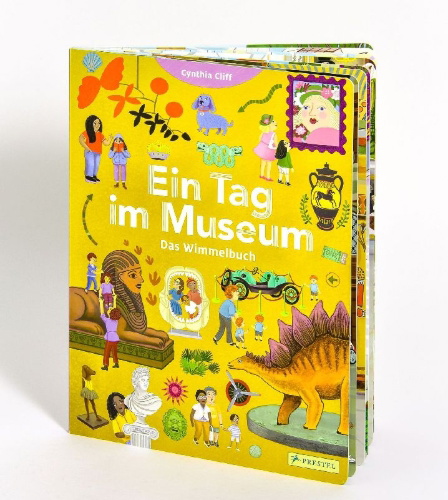 Buchcover und Innenansicht für das Buch: Ein Tag im Museum. Das Wimmelbuch