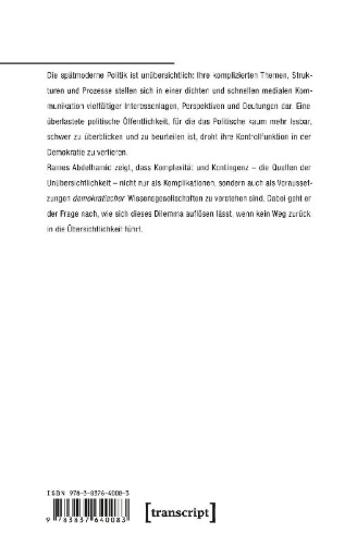 Buchcover und Innenansicht für das Buch: Die Unübersichtlichkeit der Demokratie