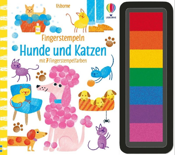 Buchcover und Innenansicht für das Buch: Fingerstempeln: Hunde und Katzen