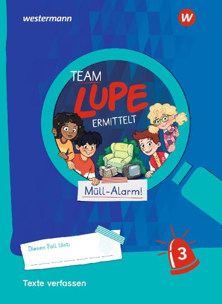Buchcover und Innenansicht für das Buch: TEAM LUPE ERMITTELT - Übungshefte. Texte verfassen 3