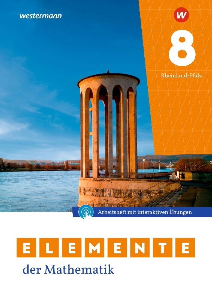 Buchcover und Innenansicht für das Buch: Elemente der Mathematik SI 8. Arbeitsheft mit Lösungen und Interaktiven Übungen. Für Rheinland-Pfalz