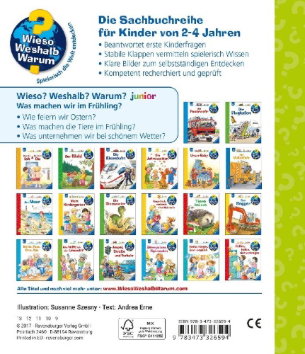 Buchcover und Innenansicht für das Buch: Wieso? Weshalb? Warum? junior, Band 59: Was machen wir im Frühling?