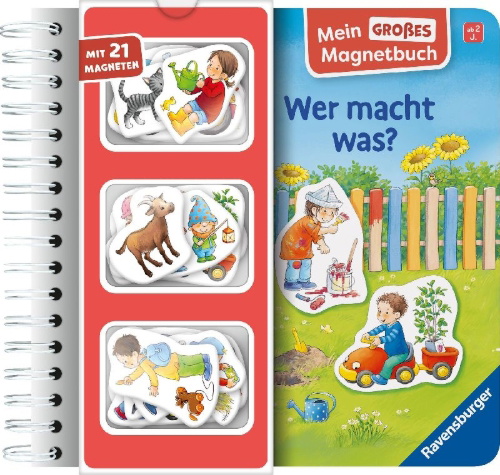 Buchcover und Innenansicht für das Buch: Mein großes Magnetbuch - Wer macht was?