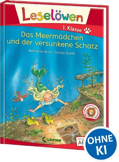 Buchcover und Innenansicht für das Buch: Leselöwen 1. Klasse - Das Meermädchen und der versunkene Schatz