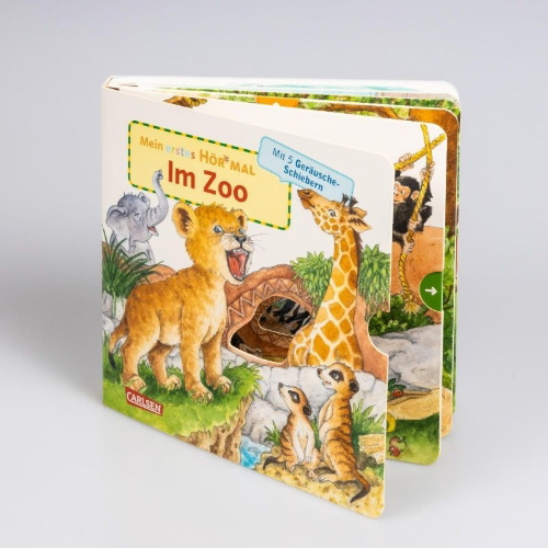 Buchcover und Innenansicht für das Buch: Mein erstes Hör mal (Soundbuch ab 1 Jahr): Im Zoo