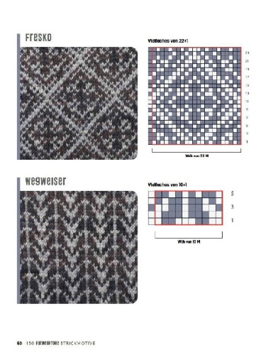 Buchcover und Innenansicht für das Buch: 150 farbenfrohe Strickmotive
