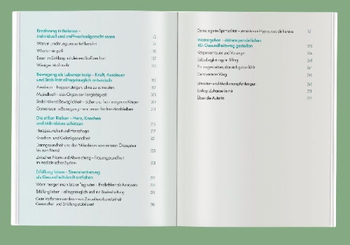 Buchcover und Innenansicht für das Buch: Endlich ganz gesund - dein Leben lang