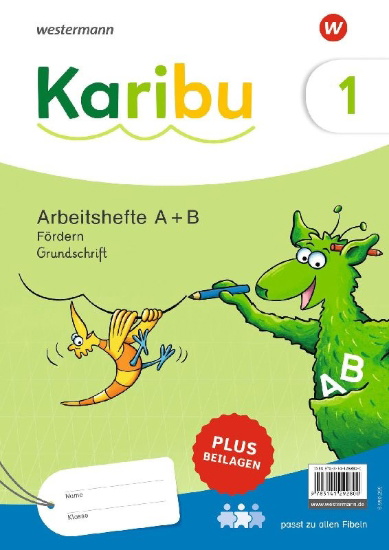 Buchcover und Innenansicht für das Buch: Karibu. Paket Arbeitshefte Fördern 1 (A+B) Grundschrift plus Beilagen