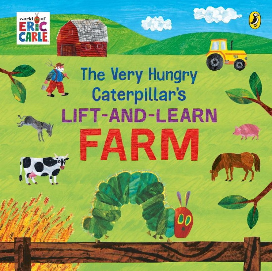 Buchcover und Innenansicht für das Buch: The Very Hungry Caterpillar's Lift and Learn: Farm