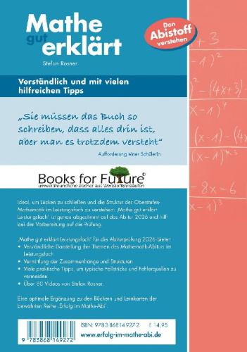 Buchcover und Innenansicht für das Buch: Mathe gut erklärt 2026 Leistungsfach Baden-Württemberg Gymnasium