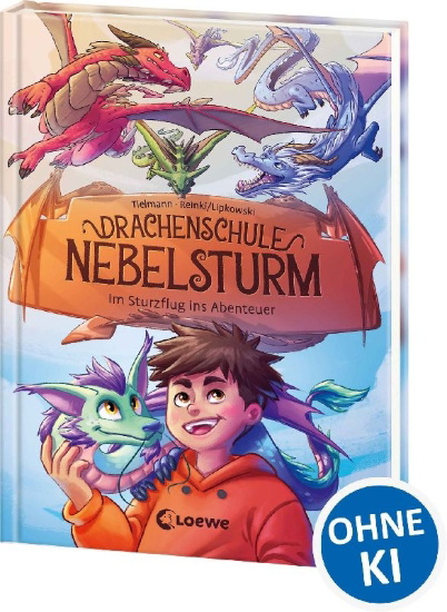Buchcover und Innenansicht für das Buch: Drachenschule Nebelsturm (Band 1) - Im Sturzflug ins Abenteuer