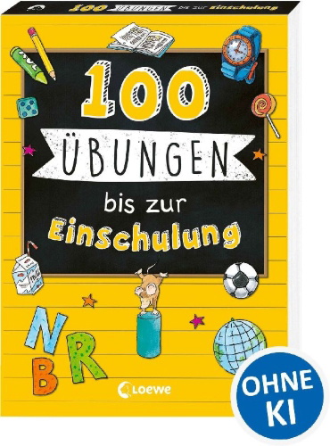 Buchcover und Innenansicht für das Buch: 100 Übungen bis zur Einschulung