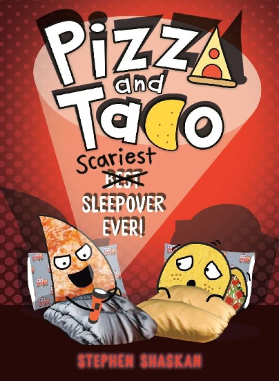 Buchcover und Innenansicht für das Buch: Pizza and Taco: Scariest Sleepover Ever!