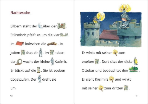Buchcover und Innenansicht für das Buch: Lesenlernen in 3 Schritten - Die schönsten Rittergeschichten