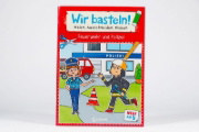 Buchcover und Innenansicht für das Buch: Wir basteln! ab 5 Jahren - Malen, Ausschneiden, Kleben - Feuerwehr und Polizei