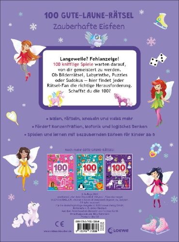 Buchcover und Innenansicht für das Buch: 100 jeux amusants fées des neiges