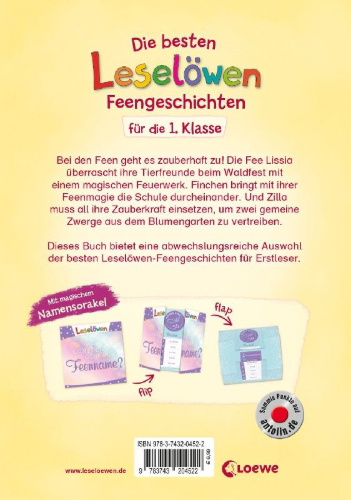 Buchcover und Innenansicht für das Buch: Die besten Leselöwen-Feengeschichten für die 1. Klasse