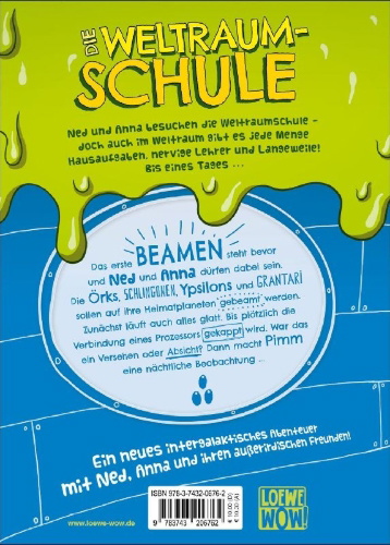Buchcover und Innenansicht für das Buch: Die Weltraumschule (Band 2) - Ein schleimiger Spion