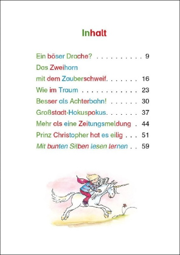 Buchcover und Innenansicht für das Buch: Silbengeschichten zum Lesenlernen - Einhorngeschichten