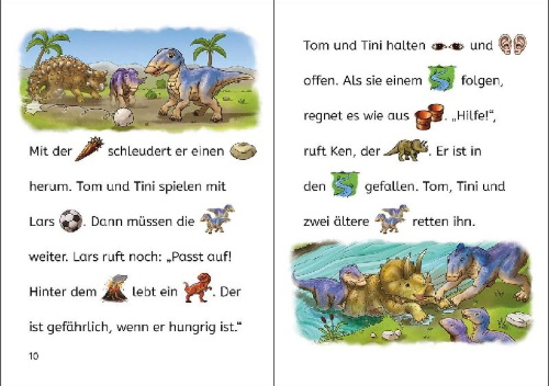 Buchcover und Innenansicht für das Buch: Bildermaus - Dinosauriergeschichten