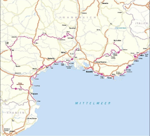 Buchcover und Innenansicht für das Buch: Südfrankreich mit dem Wohnmobil Die schönsten Routen zwischen Cotê d'Azur und den Pyrenäen  Button: inkl. Provence