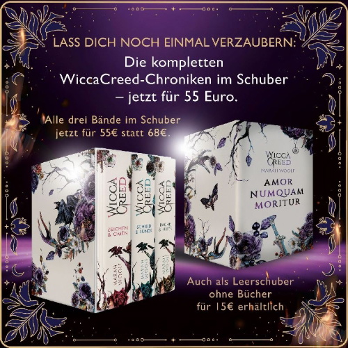 Buchcover und Innenansicht für das Buch: Schuber der WiccaCreed-Chroniken