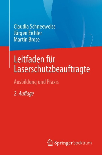 Buchcover und Innenansicht für das Buch: Leitfaden für Laserschutzbeauftragte