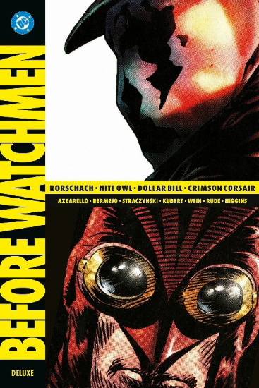 Buchcover und Innenansicht für das Buch: [Before Watchmen]; Rorschach 1-4; []: Nite Owl 1-4; []: Dollar Bill 1; []: Minutemen 1-5 (II); []: Silk Spectre 1-4 (II); []: Comedian 1-4 (II); []: Ozymandias 1-4 (II); []: Dr. Mannhatten 1-3 (III); []: Moloch 1-2 (II)