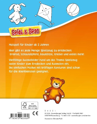 Buchcover und Innenansicht für das Buch: Spiel & Spaß - Mein allererster Malblock: Spielzeug
