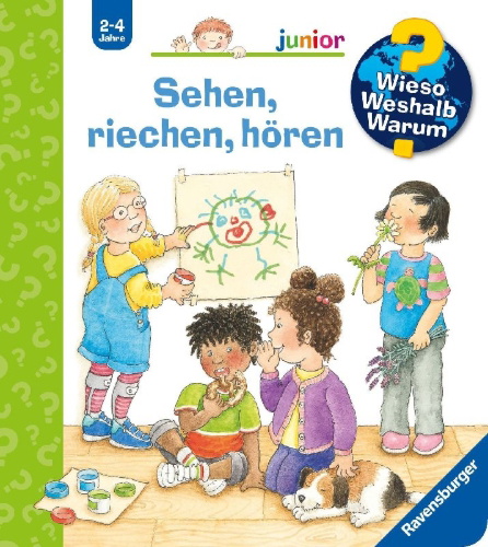 Buchcover und Innenansicht für das Buch: Wieso? Weshalb? Warum? junior, Band 36 - Sehen, riechen, hören