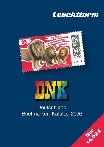 Buchcover und Innenansicht für das Buch: DNK 2026 - Deutscher Briefmarkenkatalog 2026