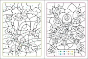 Buchcover und Innenansicht für das Buch: Mes Coloriages Magiques - La Ferme