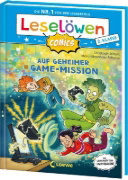 Buchcover und Innenansicht für das Buch: Leselöwen Comics 2. Klasse - Auf geheimer Game-Mission
